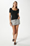 Women Favor Lux Touch Soft Texture U-Neck Black Blouse - 7
