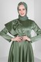 SHOULDER EMBROIDERED BELTED SATIN EVENING DRESS 50300 - 2