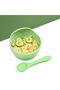 Vacuum Silicone Food Bowl, Six Vacuum Food Bowls, Silicone Spoon and Fork / Green - 3