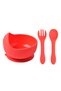 Vacuum Silicone Baby Bowl, Six Vacuum Baby Bowl, Silicone Spoon-fork / Pink - 6