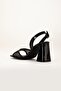 Women's Heeled Sandals Black Side Mesh Patent Leather - 5