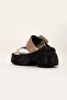 Women's Wedge Heeled Slippers Gold 2 Stripes Square Stone Buckle - 8