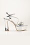 Single Band Stone Silver Patent Leather Women's Platform Heeled Evening Dress Shoes - 3