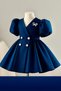 Special Design Umay Model Navy Color Stone-Embellished Girls' Evening Dress