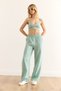 Women's Aqua Green Elastic Waist Pocket Muslin Trousers Pnt-19000279 - 3