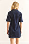 Women's Navy Blue Zippered Mini Denim Dress Elb-19002399 - 6