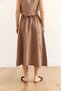 Women's Brown Elastic Waist Dirty Stitching Muslin Skirt Etk-19000310 - 6