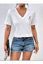 Korean Heart V-Neck Printed Cotton Tshirt (Normal Fit) - 4