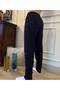 Men's Navy Blue Flat Leg Combed Cotton 100% Cotton Standard Fit Pajama Bottom Regular Cut Elastic Waist Pocket - 3