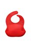 Silicone Feeding Set, Silicone Vacuum Food Bowl with Lid, Silicone Bib, Fork-Spoon / Red Color - 5