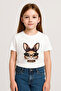 Rabbit Printed Combed Cotton T-Shirt for Girls with Crew Neck
