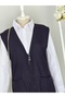 Combed Stone Detailed Mother's Vest with Pockets - 5
