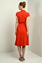 Women's Buttoned Waist Belted Shirt Collar Short Sleeve Dress - 4