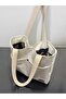 Woven Canvas Snap Shoulder Bag / White - 7