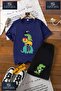 Children's “ Animal Ust Uste “ Custom Printed Crew Neck T-Shirt - Shorts Set