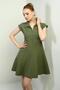 Women's Half Zipper and Lace Detailed Self-Taped Short Flared Dress - 2