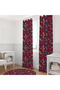 Red Plaid & Floral Patterned Background Curtain – Warm & Stylish Decoration 140X260 cm Single Wing - 3