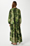 Modest Alessi 100% Viscose Maxi Length Green Ecru Black Layered Balloon Sleeve Long Summer Dress - 4