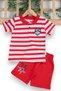Boy's Casual Striped Polo Collar Stylish T-Shirt and Shorts Top and Bottom Set - 2