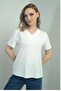 Women's V-Neck Slit Short Sleeve Blouse - 2