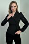 Women's Collar Bead Embroidered Shawl Collar Back Zipper Shoulder Smocked Jacket - 3