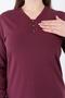 Women's Burgundy Plus Size V-Neck Lycra Viscose Mother Combed Cotton Blouse - 4
