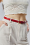 100% Genuine Leather Stylish Yellow Buckle Women's Belt - 2