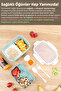 2 Layer Locked Lid Food Container - Compartmented Lunch Box Diet Nutrition Box Sauce Bowl Fork Spoon Green - 3