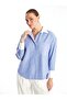 Lcw Vision Blue Striped Long Sleeve Oversize Women's Shirt