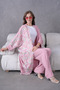 Women's Tulle Flower Embroidered Stone Detailed Kimono and Trouser Top Set - 6
