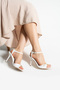 Ankle Strap Buckle White Vegan Comfortable Heeled Women's Shoes 9cm Thin Heel | Stylish & Comfortable - 2