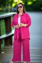 Front Buttoned Tunic Shirt Waist Elasticized Pocketed Pants Large Size Wrap Around Double Set - 5