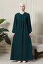 Balloon Sleeve Front Buttoned Robe Gathered Hijab Clothing Mother's Dress Prayer Dress Special Occasion Dress