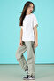 Light Khaki Written Oversize T-Shirt with Parachute Pants Girls' Suit 20295 - 8