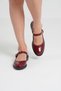 Women's Burgundy Patent Leather Banded Loafer Ballet Shoes 2.5cm Byndlfrk11 - 2