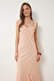 Striped Flounces Summer Long Dress Peach Bone Ljh0002 - 2
