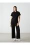 Lcwaikiki Classic Black Polo Neck Textured Women's T-Shirt - 5
