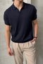 Men's Oversize Cotton Polo Neck Knitwear T-Shirt - 2