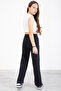 Black Elastic Waist Wide Leg Heart Patterned Girls' Jeans Pants 20407 - 6