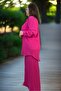 Front Buttoned Tunic Shirt Waist Elasticized Pocketed Pants Large Size Wrap Around Double Set - 3