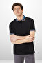 Men's Black Slim Fit Narrow Cut 100% Cotton Non-Roll Polo Neck T-Shirt
