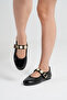 Women's Black Coin Buckle Patent Leather Ballerinas Byndpt01 - 2