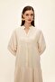Bat Sleeve Button Detailed Muslin Casual Dress Bej 9330-E - 7