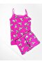 Girl's 100% Cotton Dalmatian Dog Patterned Thin Strap Pink Tank Top Boxer Set