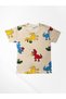 Boys' Cotton Beige Color Dinosaurs Patterned Short Sleeve Shorts Summer Pajama Set - 4