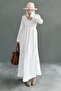White V-Neck Long Sleeve Slit Dress Sh228 - 7