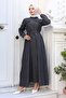 Denim Dress with Stone Detailed Pockets Black 6768 - 4