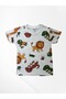 Boys' Cotton Gray Color Turtle Crocodile Safari Patterned Short Sleeve Shorts Summer Pajama Suit - 5