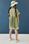 Hat and Hostess Collar Detailed Girls' Dress Green - 5