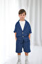 Indigo Muslin Jacket Shorts Set
